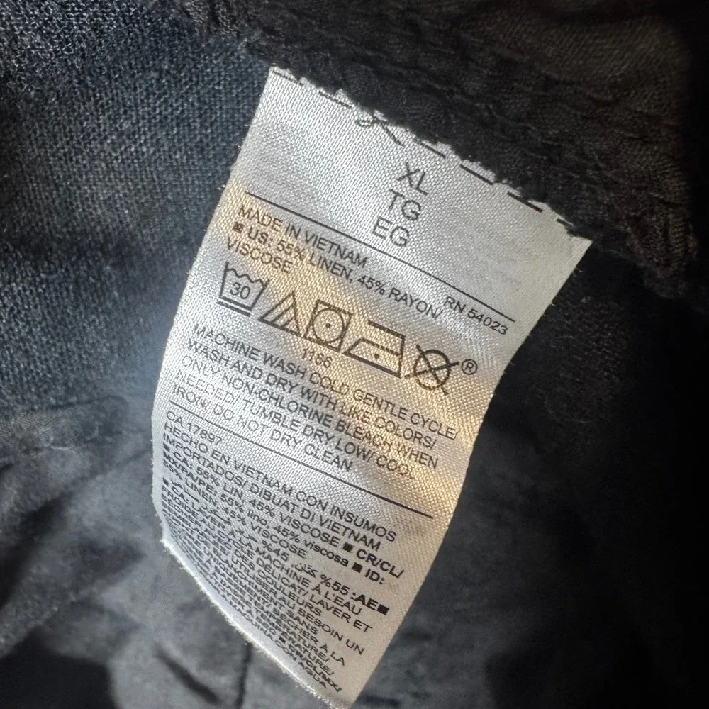 Old Navy Mens XL Black Linen Blend Drawstring Elastic Waist Jogger Pants Casual